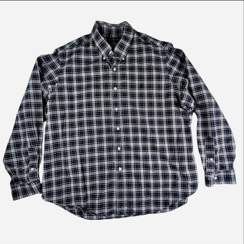 Ralph Lauren Men's green, red, blue and white plaid long sleeve button up XXL